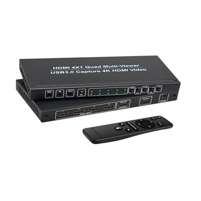 HDMI マルチビューア スイッチ HDMI 4X1Quad マルチ-ビューア USB3.0 キャプチャ 4K HDMI ビデオ サポート 4K 1080p 10 表示モード
